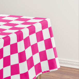 Gekreuzte Quadrate mit weißem, rosa Retro Tischdecke