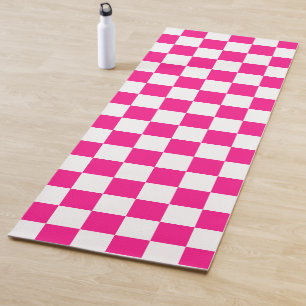 Gekreuzte Quadrate mit weißem, rosa Retro Yogamatte