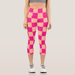 Gekreuzte Quadrate pfirsichfarbenes geometrisches  Capri Leggings