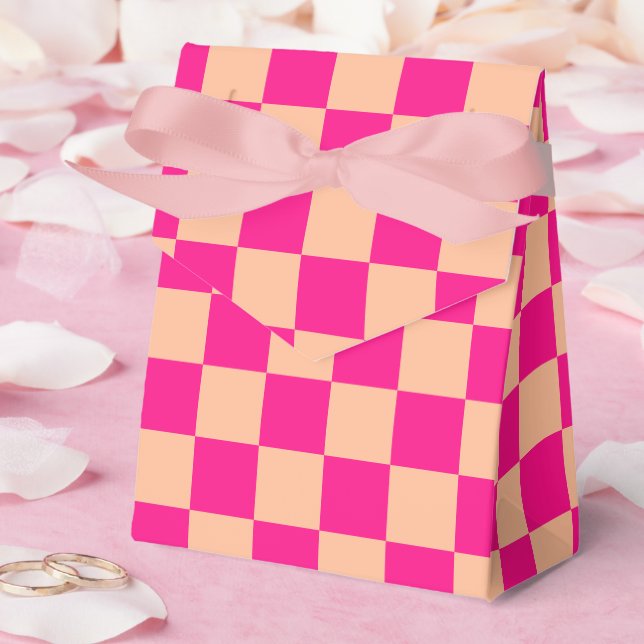 Gekreuzte Quadrate pfirsichfarbenes geometrisches  Geschenkschachtel (Hochzeit)