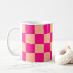 Gekreuzte Quadrate pfirsichfarbenes geometrisches Kaffeetasse