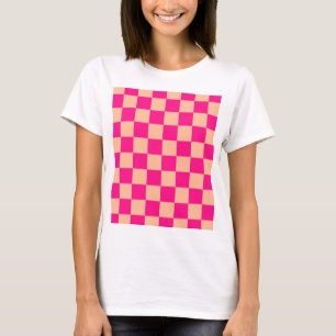Gekreuzte Quadrate pfirsichfarbenes geometrisches  T-Shirt