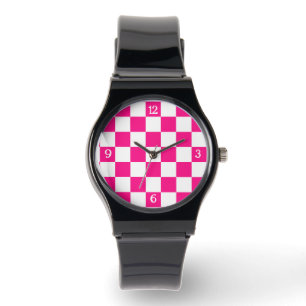 Gekreuzte, rosa, geometrische Rückdrehzahlen w Armbanduhr