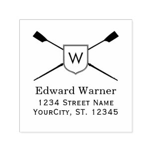 Gekreuzte Ruderschaufeln Monogramm Name Rücksendea Permastempel