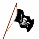 Gekreuzte Schwerter-Piratenflagge-Piraten-Flagge Freistehende Fotoskulptur<br><div class="desc">Gekreuzte Schwerter-Piratenflagge-Piraten-Flagge auf einem Polen.</div>
