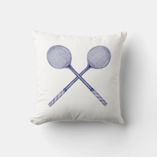 Gekreuzte Squash-Schläger Blau Kissen