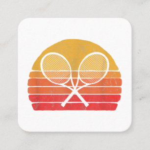 Gekreuzte Tennis-Schläger Retro 80er Sonne Vintage Quadratische Visitenkarte