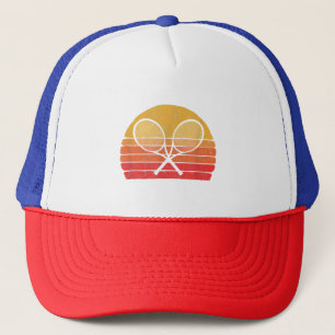Gekreuzte Tennis-Schläger Retro 80er Sonne Vintage Truckerkappe