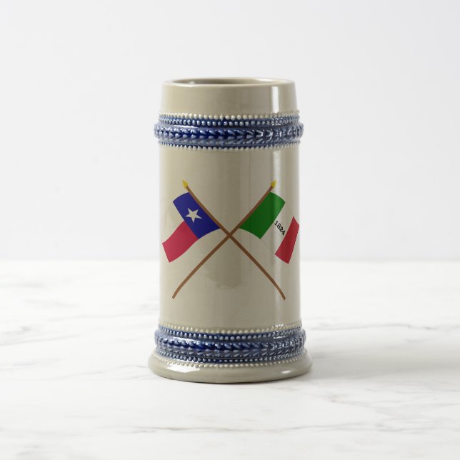 Gekreuzte Texas- und Alamo-Flaggen Bierglas (Mittel)