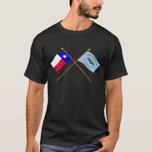 Gekreuzte Texas- und New- Orleansgrau-Flaggen T-Shirt