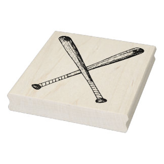 Gekreuzte Vintage-Holzbaseballschläger-Kunststempe Gummistempel
