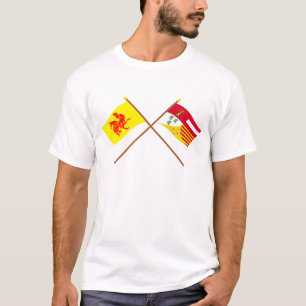 Gekreuzte Wallone- und Liègeflaggen T-Shirt