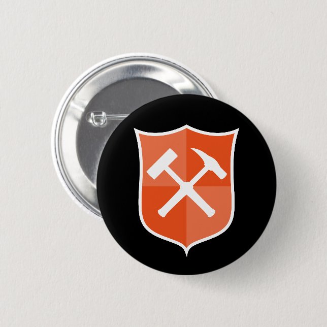 Gekreuzter Fels Hammer Schild Button (Vorne & Hinten)