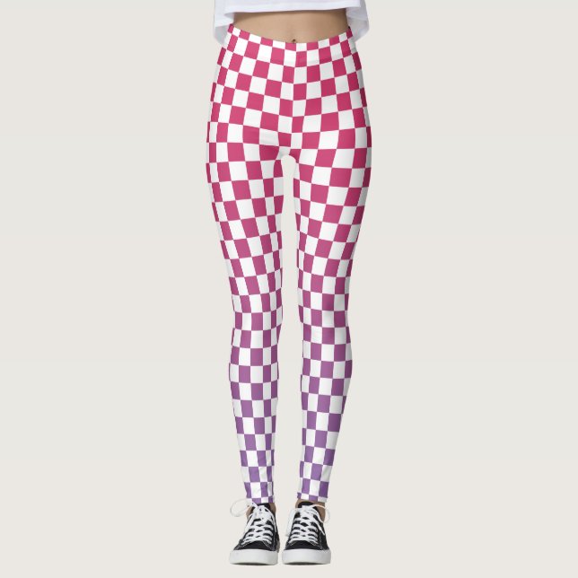 Gekreuztes rosa bis Lila Farbmuster Leggings (Vorderseite)