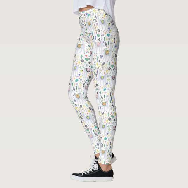 Gekritzel-Alpaka-Muster Leggings (Links)