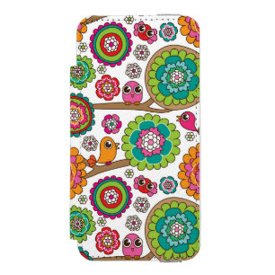 Gekritzel-Blumen-Hintergrundmuster Incipio Watson™ iPhone 5 Geldbörsen Hülle