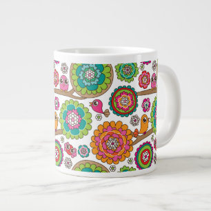 Gekritzel-Blumen-Hintergrundmuster Jumbo-Tasse