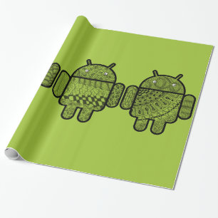Gekritzel-Charaktere für den Android™ Roboter Geschenkpapier