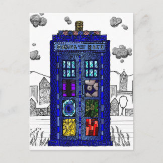 Gekritzel einer Polizei-Telefonzelle des blauen Postkarte