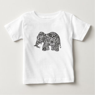 Gekritzel-Elefant Baby T-shirt