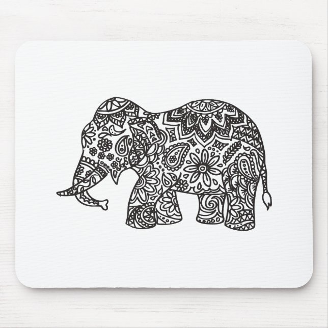 Gekritzel-Elefant Mousepad (Vorne)