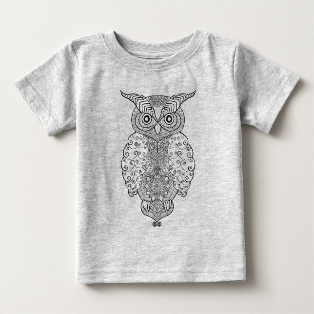 Gekritzel-Eule Baby T-shirt (Vorderseite)