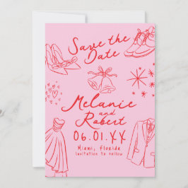 Gekritzel Handgezeichnet Schwarz Weiß Bräutigam Br Save The Date