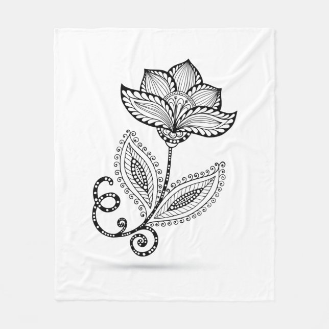 Gekritzel Hennastrauch-Paisleys Mehndi Fleecedecke (Vorderseite)