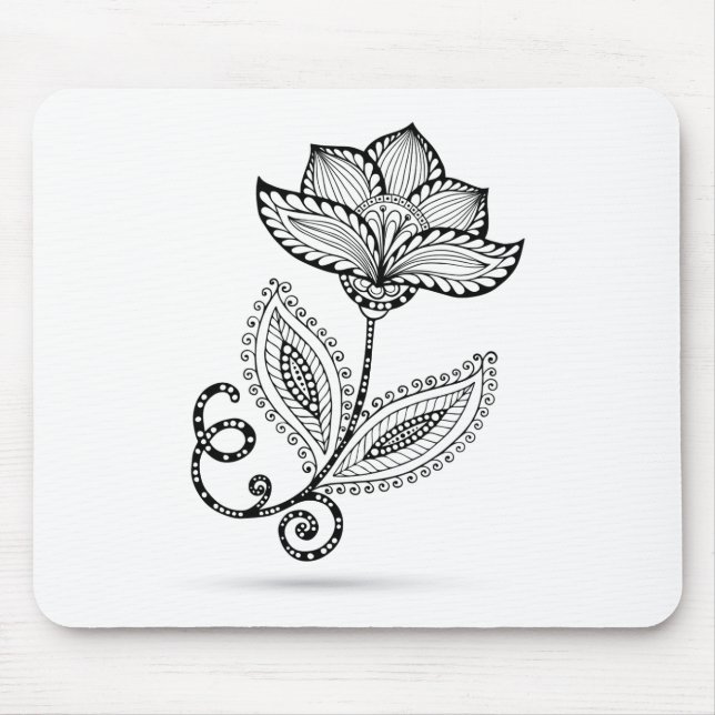 Gekritzel Hennastrauch-Paisleys Mehndi Mousepad (Vorne)