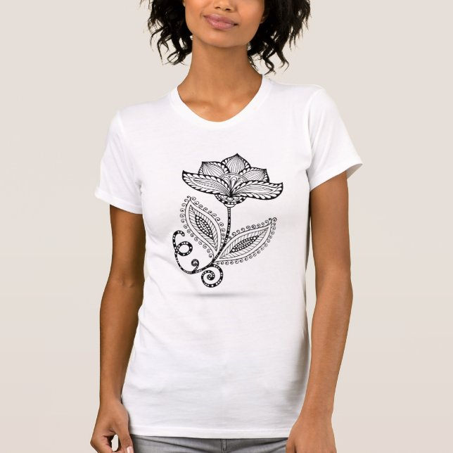 Gekritzel Hennastrauch-Paisleys Mehndi T-Shirt (Vorderseite)