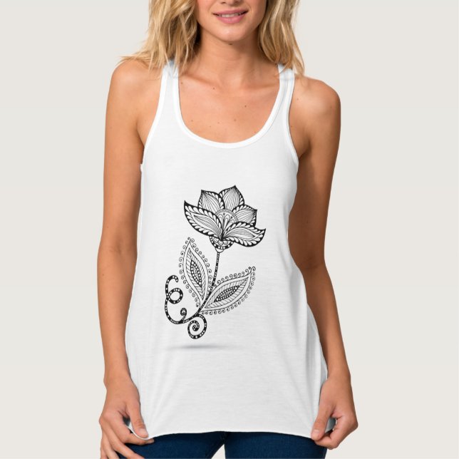 Gekritzel Hennastrauch-Paisleys Mehndi Tank Top (Vorderseite)