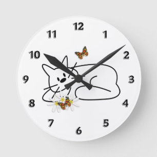 Gekritzel-Katze Runde Wanduhr