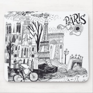 Gekritzel Paris Frankreich Mousepad
