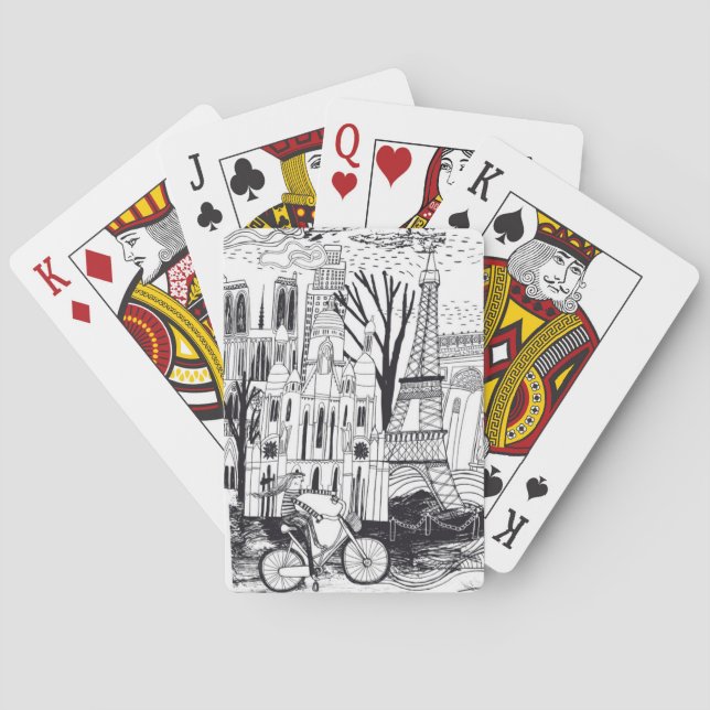 Gekritzel Paris Frankreich Spielkarten (Rückseite)