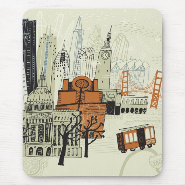 Gekritzel-San Francisco Szene Mousepad (Vorne)