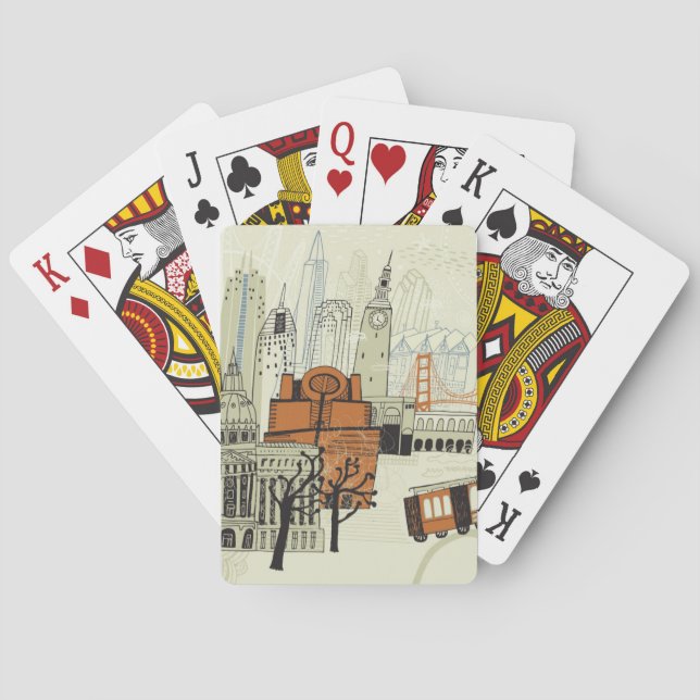 Gekritzel-San Francisco Szene Spielkarten (Rückseite)