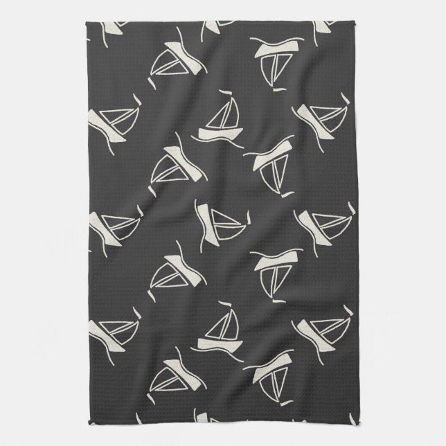 Gekritzel-Segelboot-Muster Küchentuch (Vertikal)