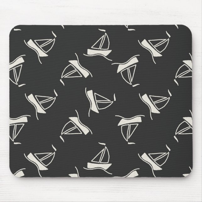 Gekritzel-Segelboot-Muster Mousepad (Vorne)