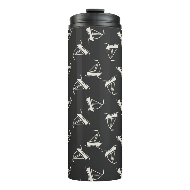 Gekritzel-Segelboot-Muster Thermosbecher (Vorderseite)