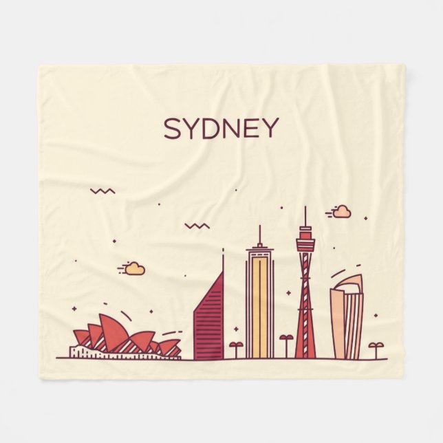 Gekritzel-Skyline Sydneys, Australien | Fleecedecke (Vorderseite (Horizontal))