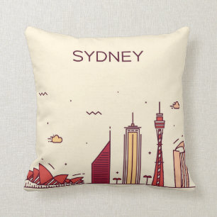Gekritzel-Skyline Sydneys, Australien Kissen