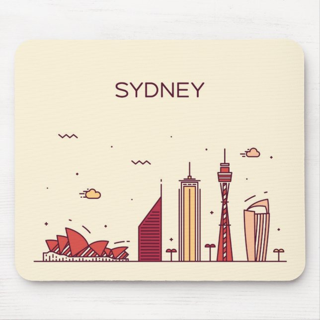 Gekritzel-Skyline Sydneys, Australien | Mousepad (Vorne)