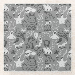 Gekritzelmusterillustration Glasuntersetzer