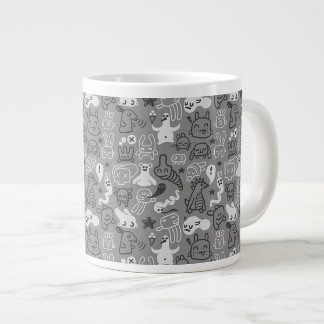 Gekritzelmusterillustration Jumbo-Tasse (Vorderseite Rechts)