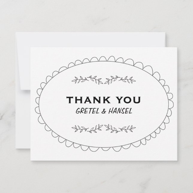 Gekritzelrahmen danken Ihnen Dankeskarte (Vorderseite)