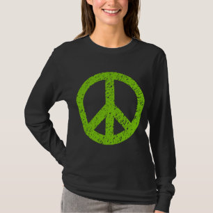 Gekritzeltes Friedenssymbol - Marsmensch-Grün T-Shirt