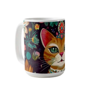 Gekrönte juwelenbesetzte Katze Kaffeetasse