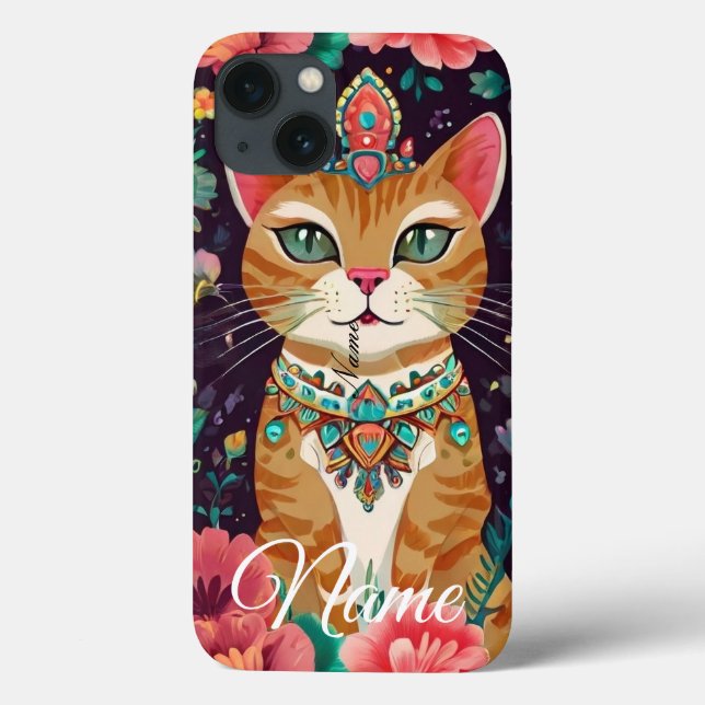 Gekrönte Katze mit Juwelen  Case-Mate iPhone Hülle (Rückseite)