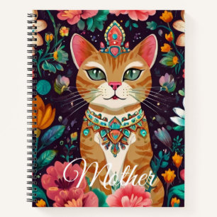 Gekrönte verzierte Katze Notizbuch