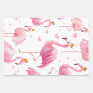 Gekrönter Flamingo – Luxe Insel-Vibes Geschenkpapier Set